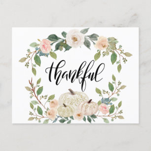 Carte Postale Action de grâce Élégant Floral Pastel Inspirant