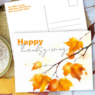 Carte Postale Action de grâce feuille d'érable à l'aquarelle min