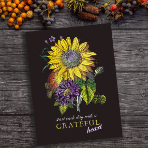 Carte Postale Action de grâce Fleur de tournesol fleuri vintage 