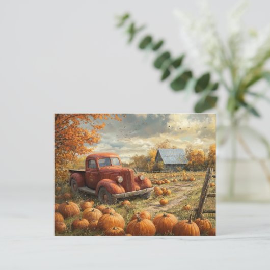 Carte Postale Action de grâce Patch de citrouilles anciennes Hal (Debout devant)