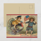 Carte Postale Action de grâce patriotique vintage (Devant / Derrière)