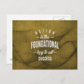 Carte Postale Action est clé - Citation de motivation. (Devant / Derrière)