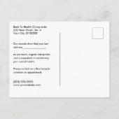 Carte Postale Activation chiropractic spinale column (Dos)