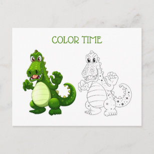 Carte Postale Activité de coloration de dragon vert