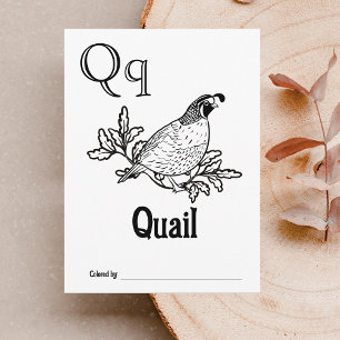 Carte Postale Activité de coloriage pour Baby Shower ABC des Ani