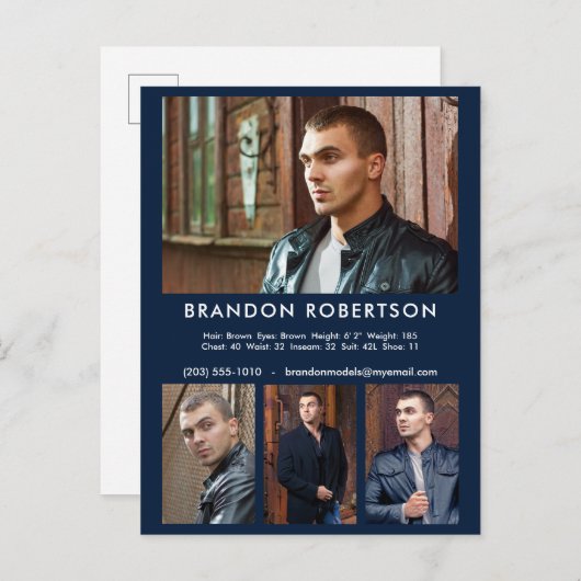 Carte Postale Actor Model 4 Photo Comp/Modèle Zed Promotionnels (Devant / Derrière)