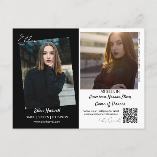 Carte Postale Actor Model Composite 3 Photo Promo Card Postcard (Dos)