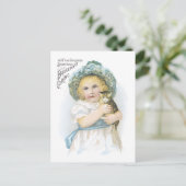 Carte Postale Ad Étiquette Victorian Girl with kitten Postcard (Debout devant)