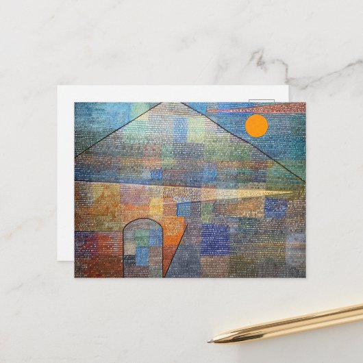 Carte Postale Ad Parnassum de Paul Klee, Art Abstrait (Devant/Arrière en situation)