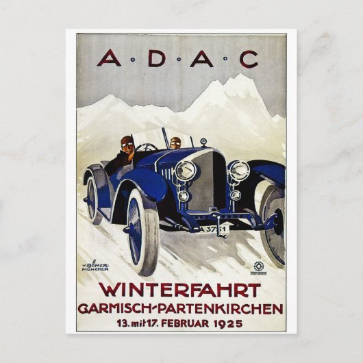 Carte Postale ADAC Annonce automobile Vintage 1925 (Devant)