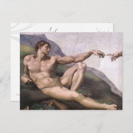 Carte Postale Adam de Création d'Adam en détail (Devant / Derrière)