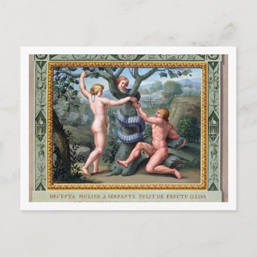 Carte Postale Adam et Eve avec le Serpent, illustration de t (Devant)