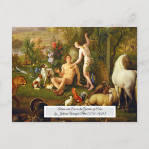 Carte Postale Adam et Eve dans le jardin