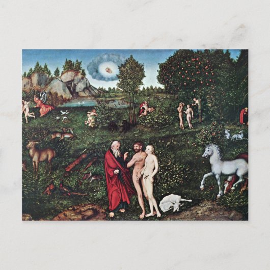 Carte Postale Adam Et Eve Dans Le Jardin D'Eden, Adam Et Eve I (Devant)