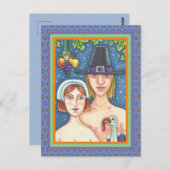 CARTE POSTALE ADAM & EVE PILGRIMS, BIBLICAL WHIMSY MERCI (Devant / Derrière)