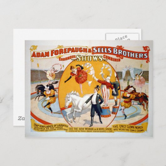 Carte Postale Adam Forepaugh & Frères Sells (Devant / Derrière)