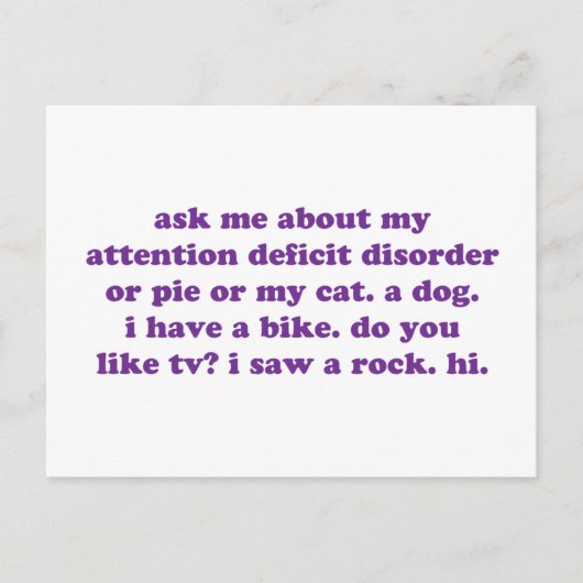 Carte Postale ADD ADHD Funny Citation - violet (Devant)