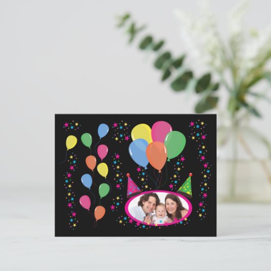 Carte Postale Add Your Own Photo to Party Hats and Balloons (Debout devant)