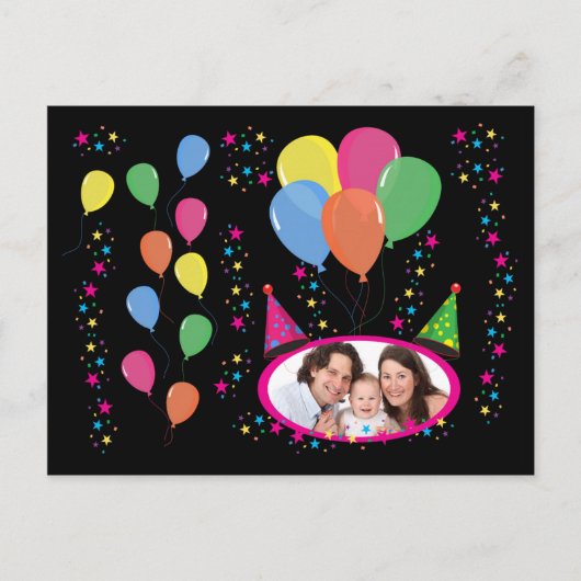Carte Postale Add Your Own Photo to Party Hats and Balloons (Devant)