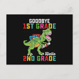 Carte Postale Adieu 1ère année Bonjour 2e année T Rex Dinosaur