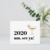 Carte Postale Adieu 2020 Joyeuses Fêtes Moderne Cocktail Font (Debout devant)