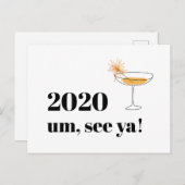 Carte Postale Adieu 2020 Joyeuses Fêtes Moderne Cocktail Font (Devant / Derrière)