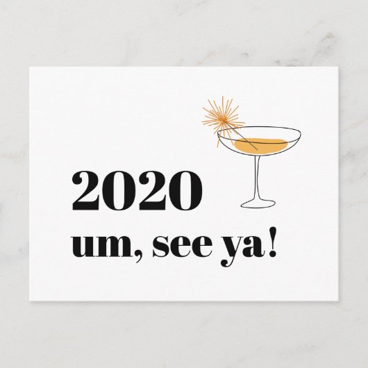 Carte Postale Adieu 2020 Joyeuses Fêtes Moderne Cocktail Font (Devant)