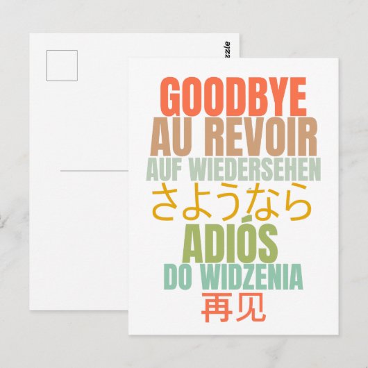 Carte Postale Adieu Adieu (Devant / Derrière)