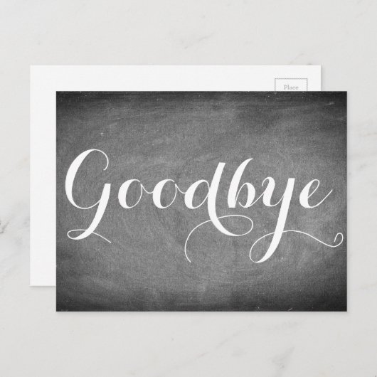 Carte Postale Adieu écriture typographique noir blanc (Devant / Derrière)