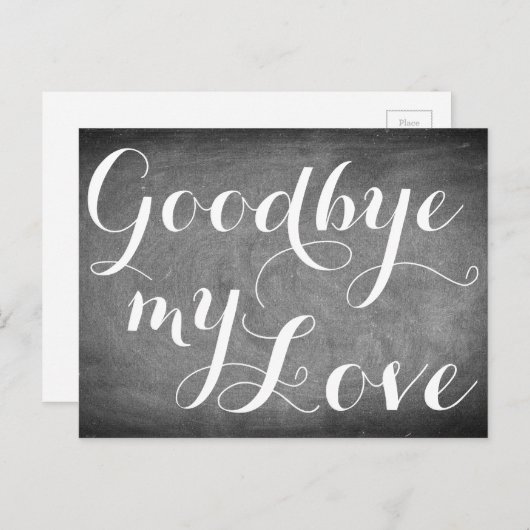 Carte Postale Adieu mon amour écriture manuscrite Typographie no (Devant / Derrière)