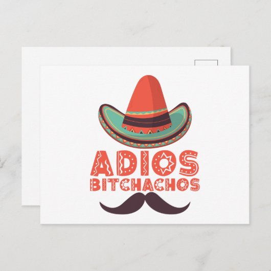 Carte Postale Adios Bitchachos Sombrero Retro Cinco De Mayo (Devant / Derrière)