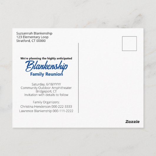 Carte Postale Adirondack Chaises Famille Réunion Ajouter Votre P (Dos)