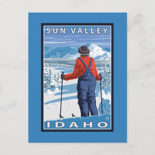 Carte Postale Admirant Skier - Sun Valley, Idaho (Devant)