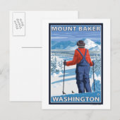 Carte Postale Admirant skieur - Mount Baker, Washington (Devant / Derrière)