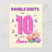 Carte Postale Adolescente Macaron Double Chiffre Fille Anniversa (Devant)