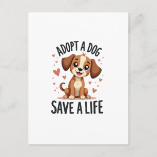 Carte Postale Adopter Un Chien Sauver Une Vie Vintage Chiot Mign