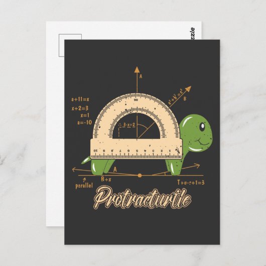 Carte Postale Adorabe Math Protractor Turtle Kids School (Devant / Derrière)