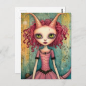 Carte Postale Adorable Alien Lady Collage Média Mixte (Devant / Derrière)