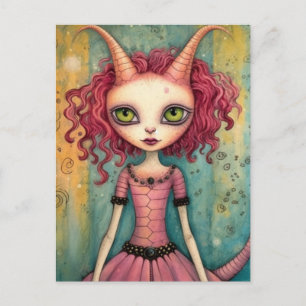 Carte Postale Adorable Alien Lady Collage Média Mixte