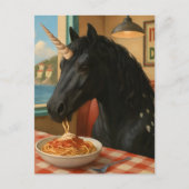 Carte Postale Adorable Appaloosa Unicorne Manger Pâtes (Devant)