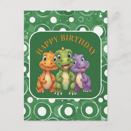 Carte Postale Adorable Baby Dinosaur's Party (Devant)