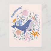 Carte Postale Adorable baleine et vie marine (Devant)