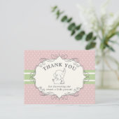 Carte Postale Adorable bébé éléphant | MERCI BABY SHOWER (Debout devant)