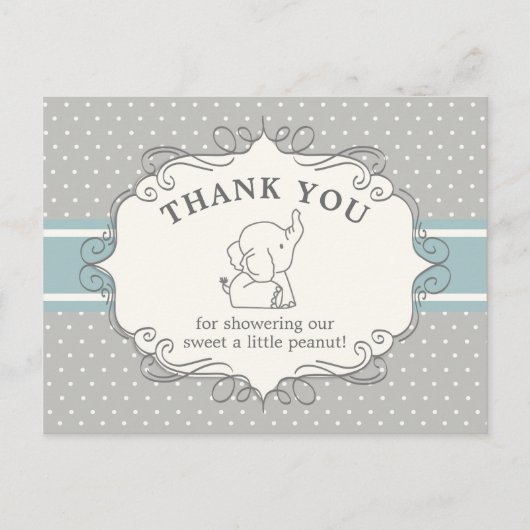 Carte Postale Adorable bébé éléphant | MERCI BABY SHOWER (Devant)