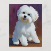 Carte Postale Adorable Bichon Havanais Chiot Aquarelle (Devant)