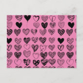 Carte postale adorable Black Heart Scribble Dessin (Devant)
