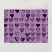Carte postale adorable Black Heart Scribble Dessin (Devant)