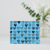 Carte postale adorable Black Heart Scribble Dessin (Debout devant)