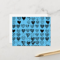 Carte postale adorable Black Heart Scribble Dessin