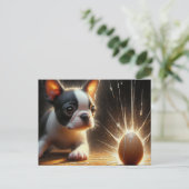 Carte Postale Adorable Boston Terrier Chiot Broken Egg (Debout devant)